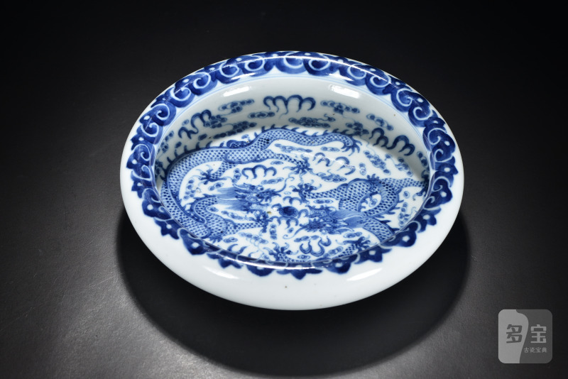 清 青花双龙赶珠纹水洗 - 图1